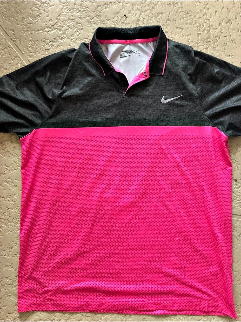 Nike Tour Performance Dri-FIT Color Block Polo Pink & Black XL